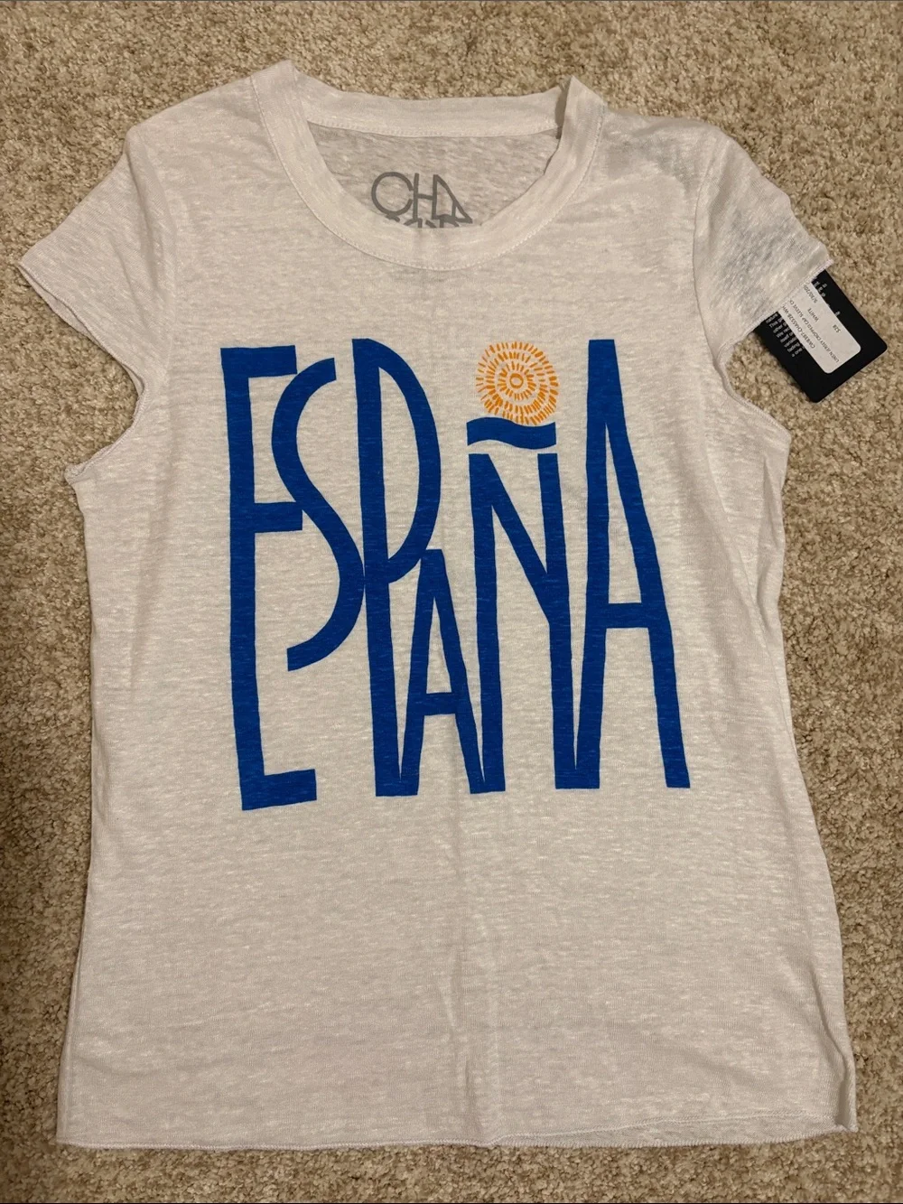 Chaser White Short Sleeve 'España' Graphic Tee Size Small NWT - Spain 🇪🇸 - Picture 1 of 6